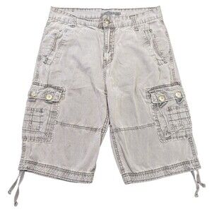 Request Jeans Men’s Gray Cargo Shorts Multi Pocket & Buttons 32 x 12